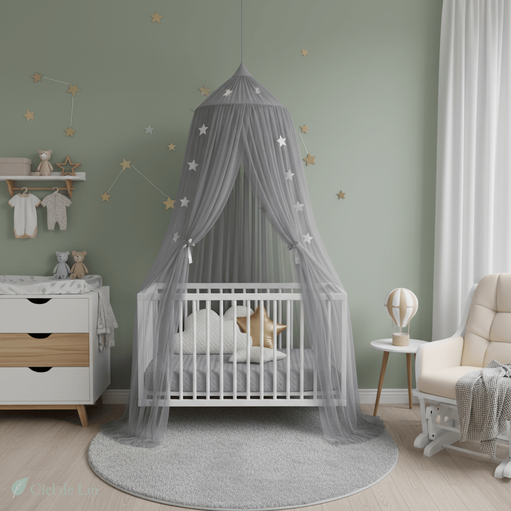 Ciel de lit baldaquin bébé – Douceur et élégance pour la chambre – Ciel de Lin
