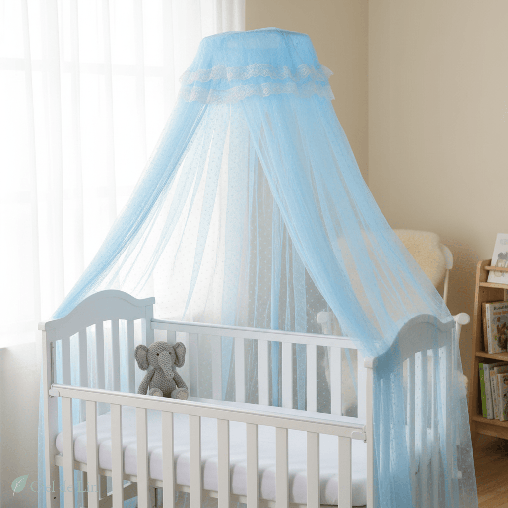 Ciel de lit moustiquaire bébé bleu clair – Ciel de Lin