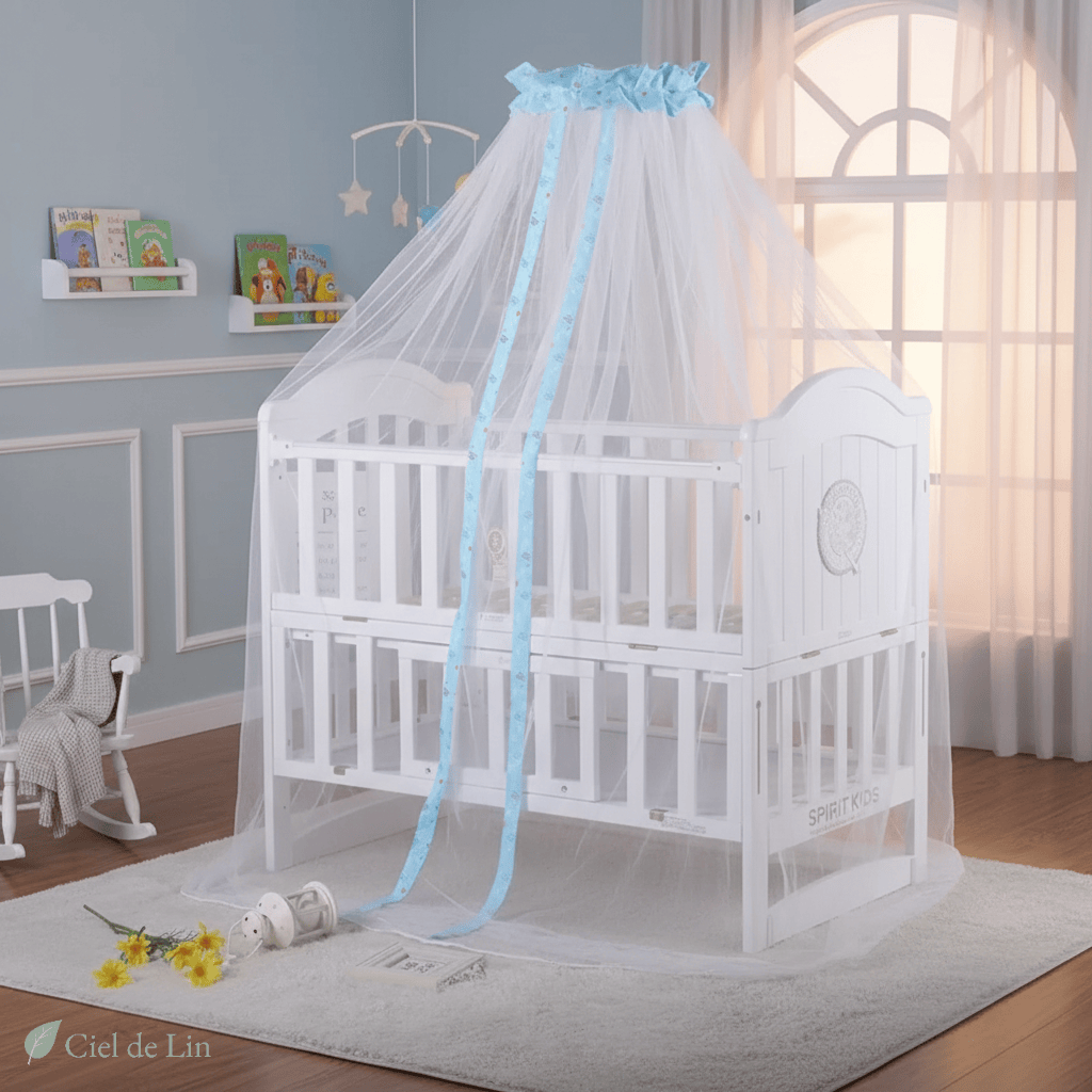 Ciel de lit bébé moustiquaire conique en mousseline – Dôme cocooning - Vue 2 – Ciel de Lin