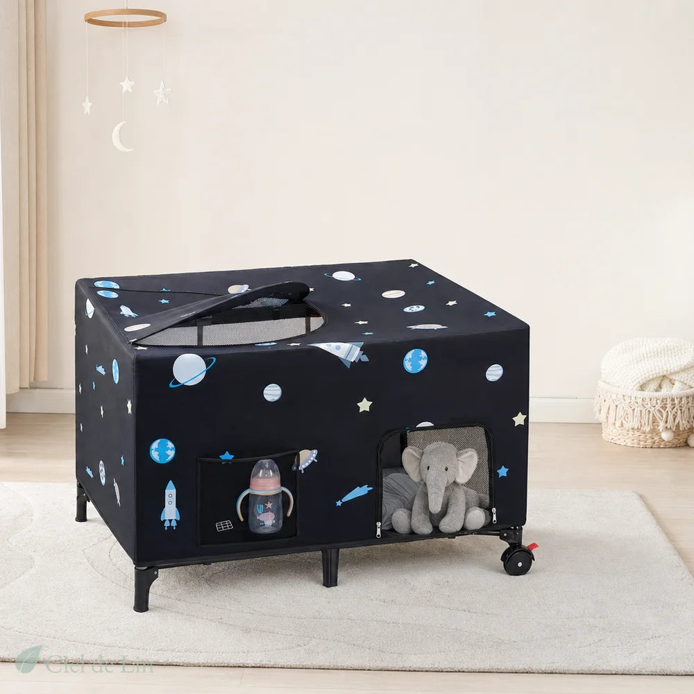 Moustiquaire lit bébé occultante motif espace 96x70cm ouverture – Ciel de Lin