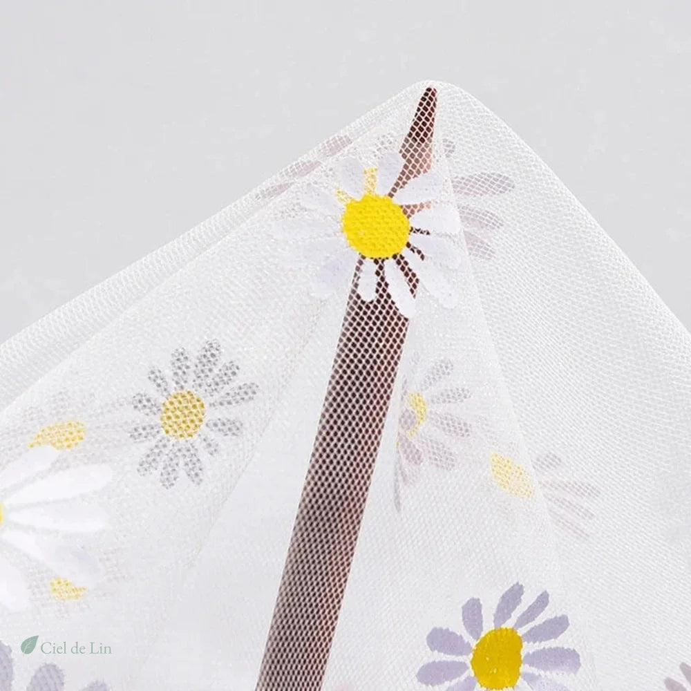 Moustiquaire poussette détail tissu marguerites – Ciel de Lin