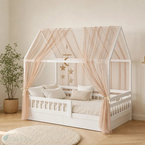 Voile lit cabane enfant camel 150x350cm – Ciel de Lin