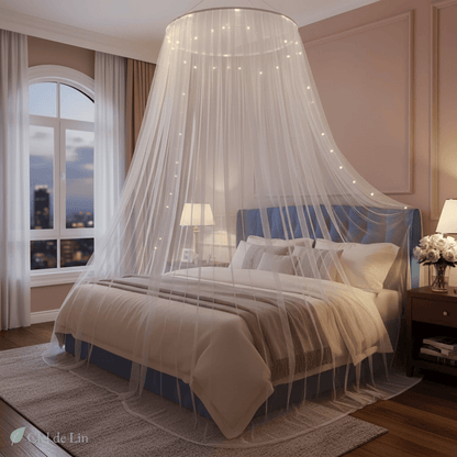 Ciel de lit adulte romantique – Moustiquaire circulaire en polyester pour lit double et ambiance cocooning - Vue 3 – Ciel de Lin
