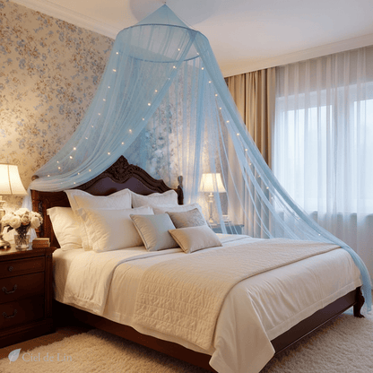Ciel de lit adulte romantique – Moustiquaire circulaire en polyester pour lit double et ambiance cocooning - Vue 1 – Ciel de Lin