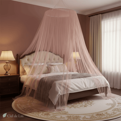 Ciel de lit adulte romantique – Moustiquaire circulaire en polyester pour lit double et ambiance cocooning - Vue 4 – Ciel de Lin