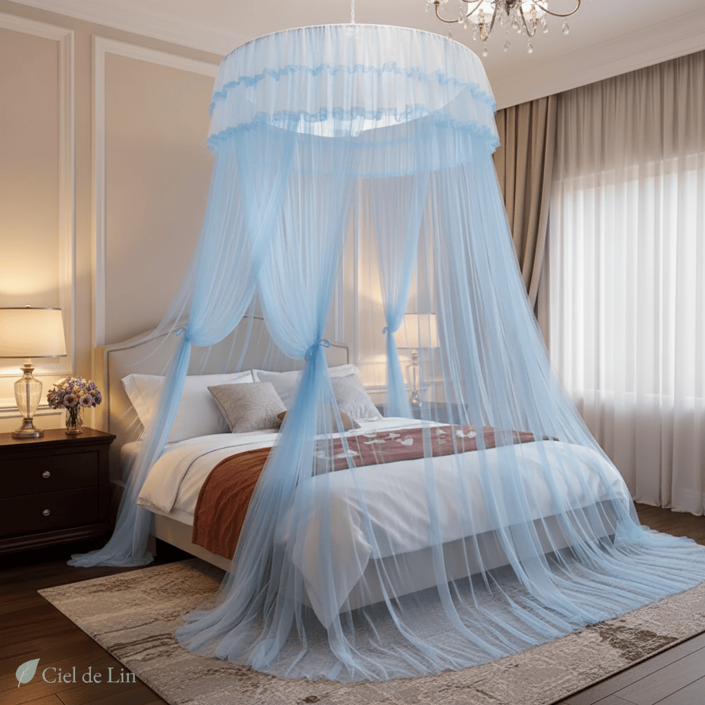 Ciel de lit adulte romantique – Moustiquaire élégante suspendue - Vue 6 – Ciel de Lin