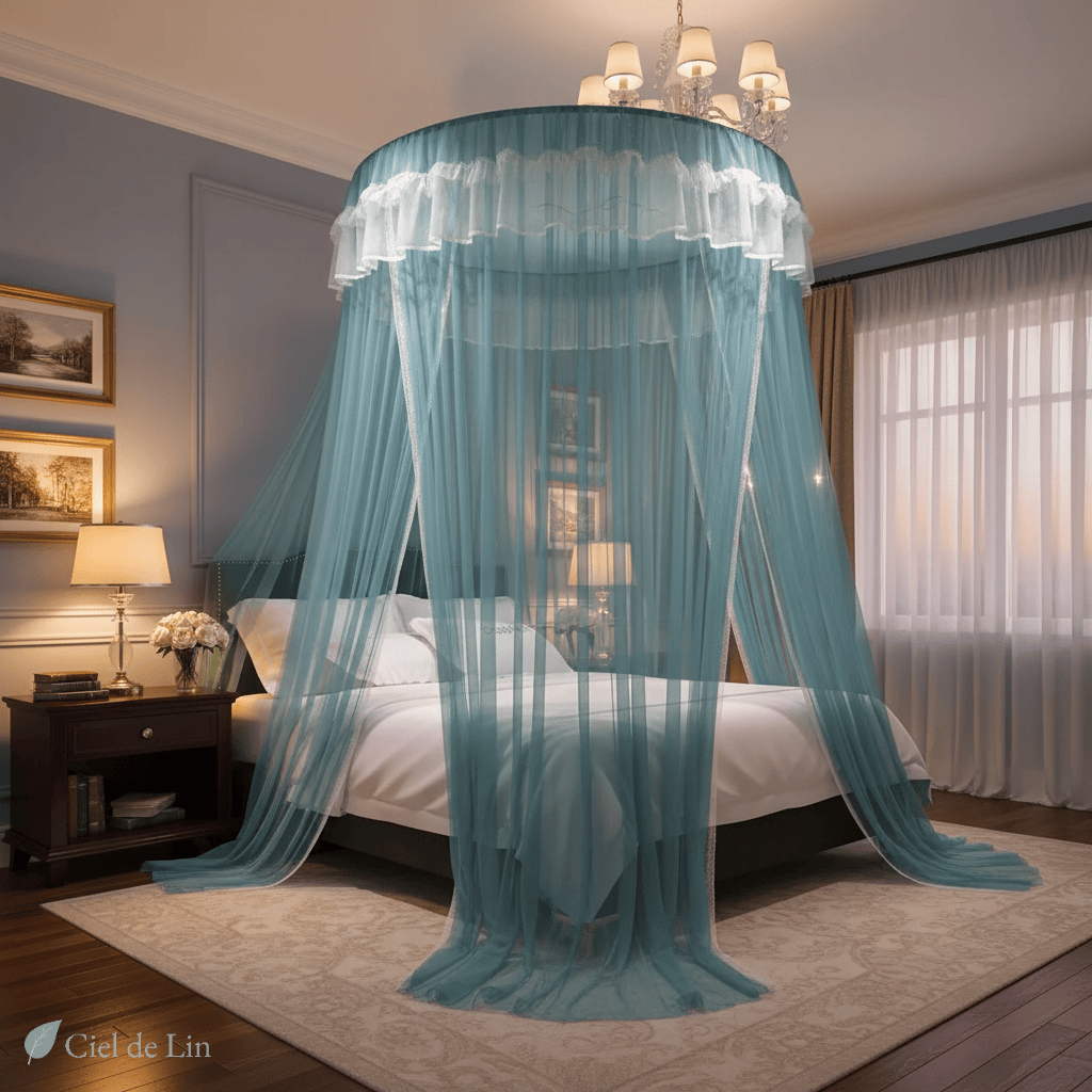Ciel de lit adulte romantique – Moustiquaire élégante suspendue - Vue 14 – Ciel de Lin