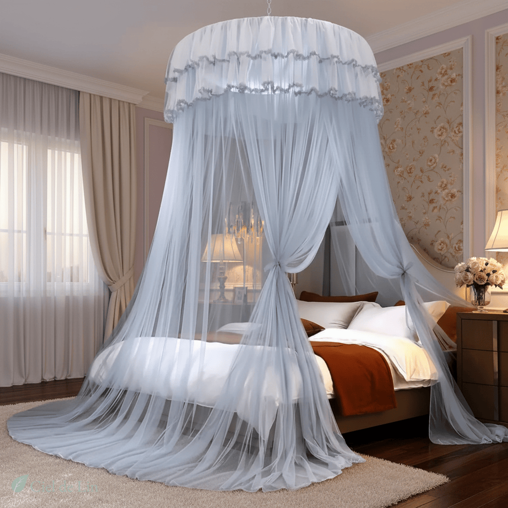 Ciel de lit adulte romantique – Moustiquaire élégante suspendue - Vue 15 – Ciel de Lin