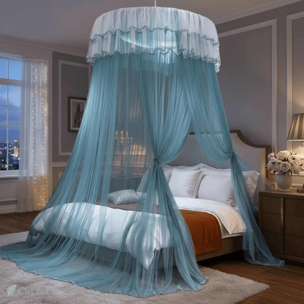 Ciel de lit adulte romantique – Moustiquaire élégante suspendue - Vue 2 – Ciel de Lin