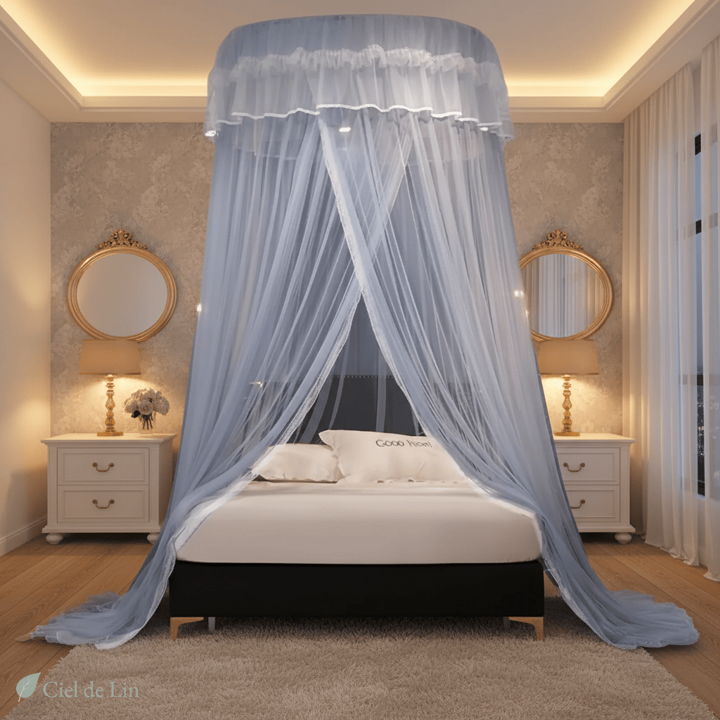 Ciel de lit adulte romantique – Moustiquaire élégante suspendue - Vue 9 – Ciel de Lin