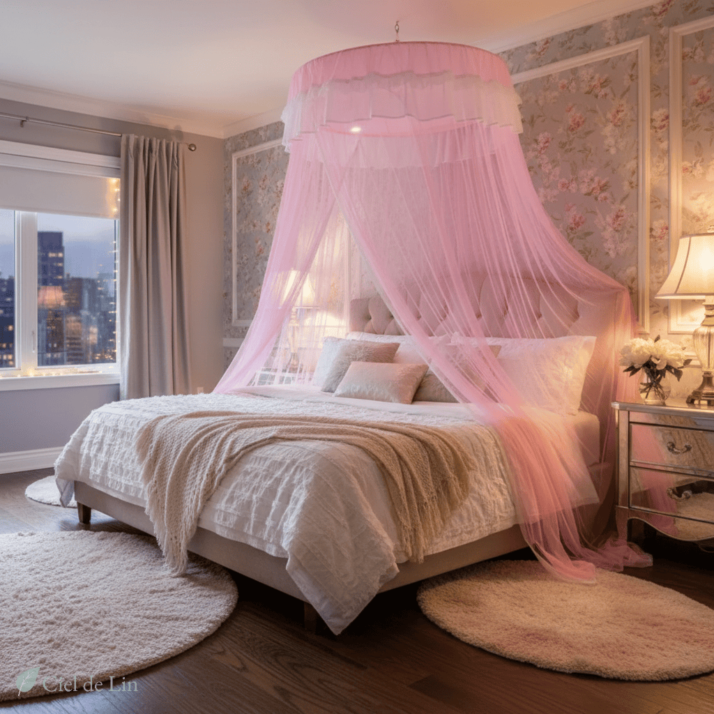 Ciel de lit adulte romantique – Moustiquaire élégante suspendue - Vue 8 – Ciel de Lin
