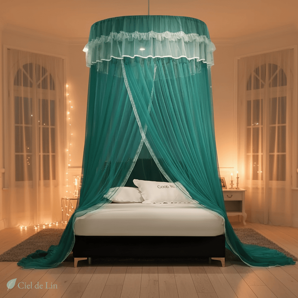 Ciel de lit adulte romantique – Moustiquaire élégante suspendue - Vue 4 – Ciel de Lin