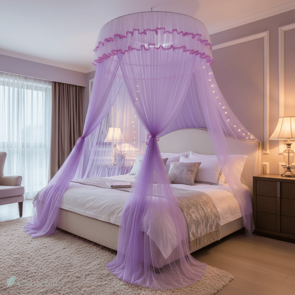 Ciel de lit adulte romantique – Moustiquaire élégante suspendue - Vue 7 – Ciel de Lin