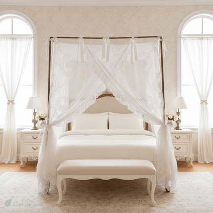 Ciel de lit adulte romantique moustiquaire sans cadre - Vue 2 – Ciel de Lin