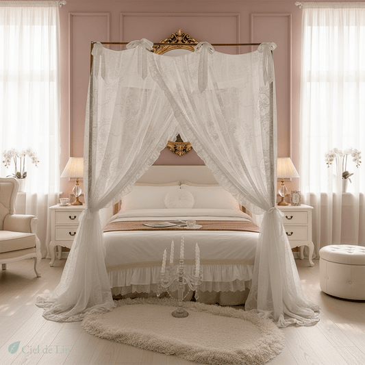 Ciel de lit adulte romantique moustiquaire sans cadre - Vue 1 – Ciel de Lin