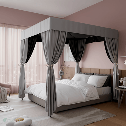 Ciel de lit baldaquin adulte – Baldaquin à quatre coins noir pour intimité et élégance en chambre - Vue 1 – Ciel de Lin