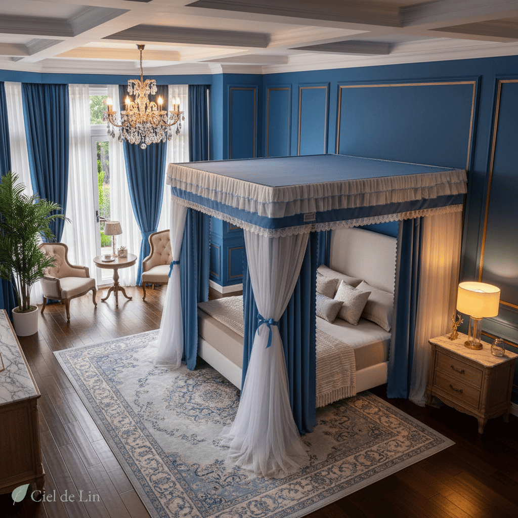 Ciel de lit baldaquin adulte moustiquaire quadrate – Protection romantique et décorative pour chambre élégante - Vue 1 – Ciel de Lin