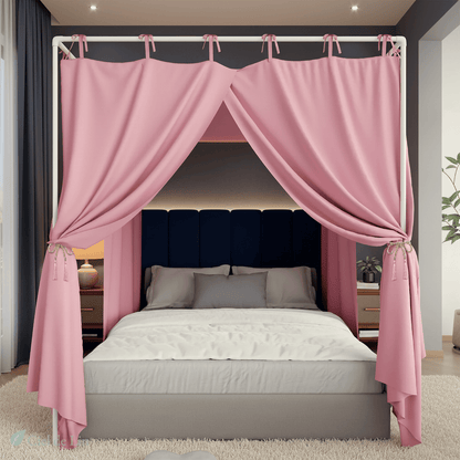 Ciel de lit baldaquin adulte – Rideaux occultants rose pastel pour un cocon apaisant en chambre - Vue 2 – Ciel de Lin