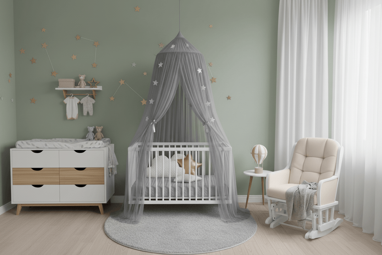 Ciel de lit baldaquin bébé en format 16:9