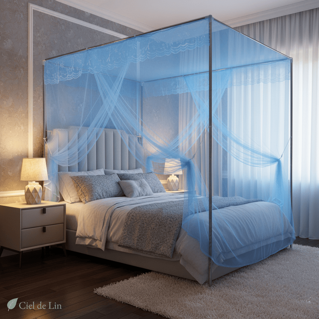 Ciel de lit baldaquin princier adulte – Moustiquaire élégante en dentelle - Vue 2 – Ciel de Lin