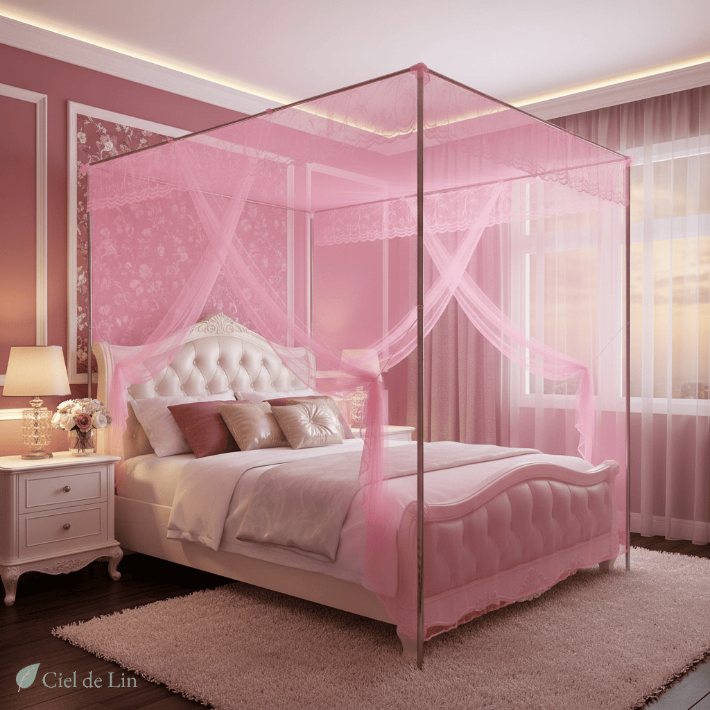 Ciel de lit baldaquin princier adulte – Moustiquaire élégante en dentelle - Vue 4 – Ciel de Lin