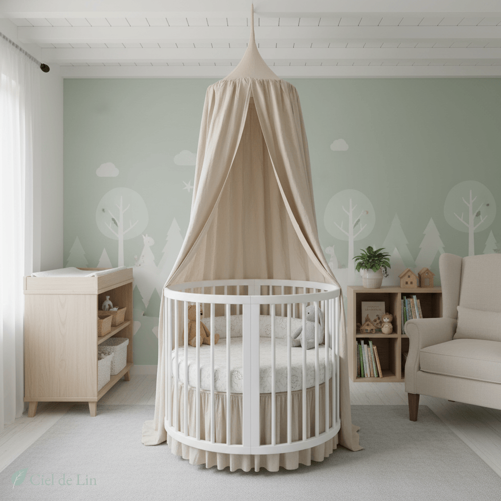 Ciel de lit bébé – Baldaquin en coton décoratif et cosy - Vue 4 – Ciel de Lin