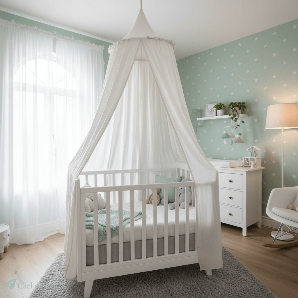 Ciel de lit bébé – Baldaquin en coton décoratif et cosy - Vue 2 – Ciel de Lin