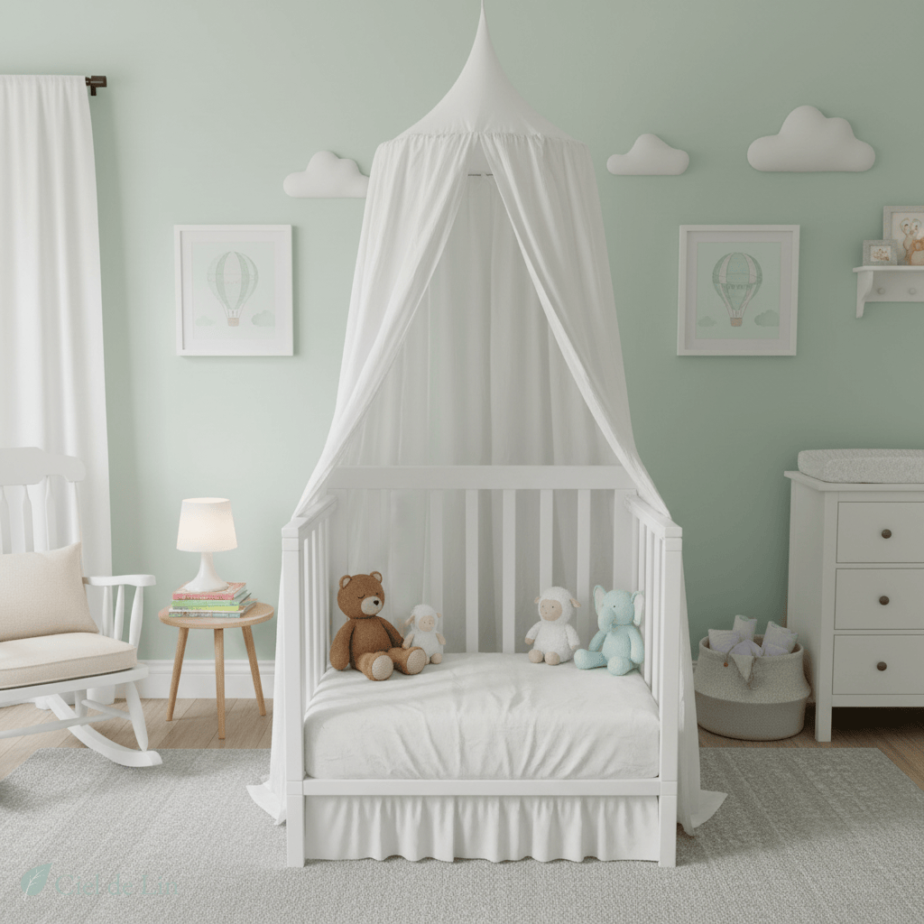 Ciel de lit bébé – Baldaquin en coton décoratif et cosy - Vue 1 – Ciel de Lin