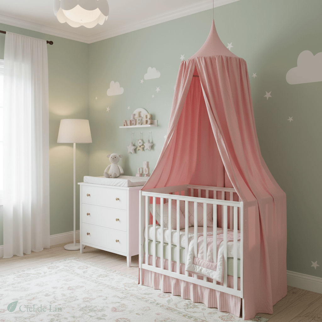 Ciel de lit bébé – Baldaquin en coton décoratif et cosy - Vue 3 – Ciel de Lin