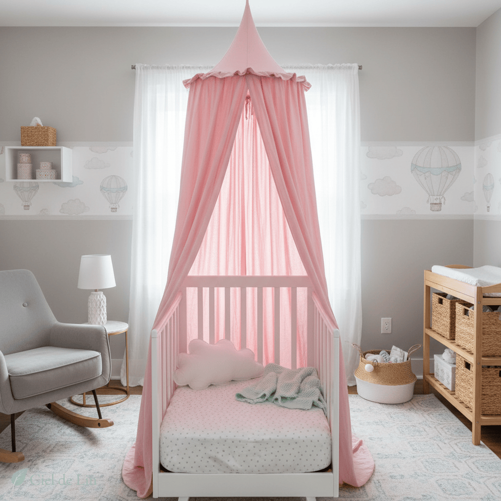 Ciel de lit bébé – Baldaquin en coton décoratif et cosy - Vue 6 – Ciel de Lin