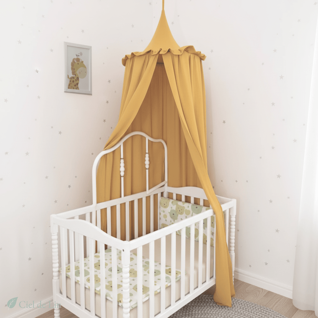 Ciel de lit bébé – Baldaquin en mousseline de coton naturel - Vue 3 – Ciel de Lin