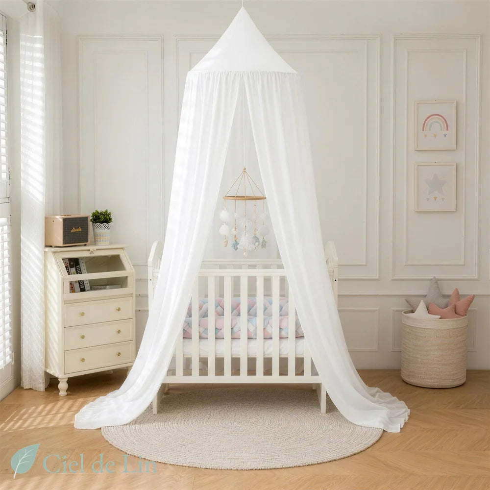 Ciel de lit bébé blanc dôme respirant – Ciel de Lin