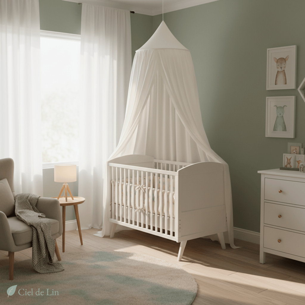 Ciel de lit bébé en coton – Tente suspendue cocooning - Vue 3 – Ciel de Lin