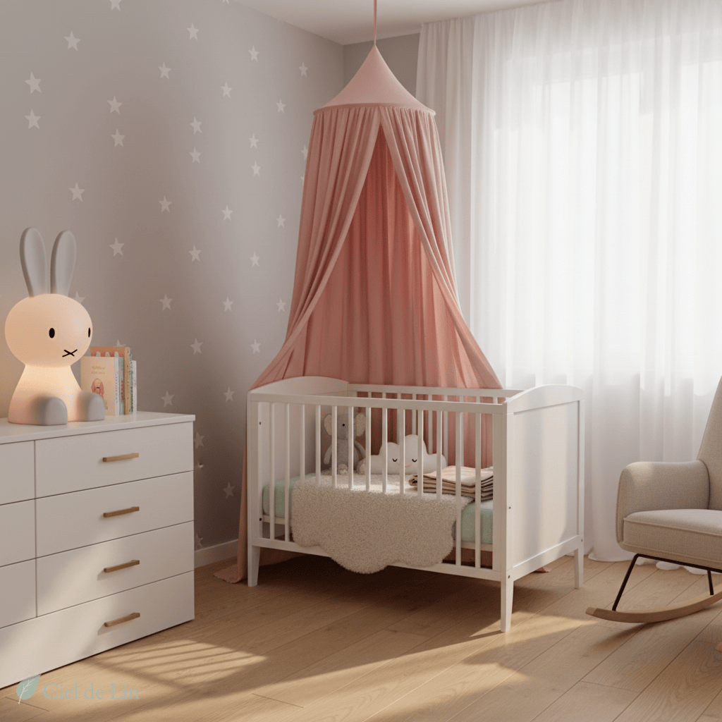 Ciel de lit bébé en coton – Tente suspendue cocooning - Vue 4 – Ciel de Lin
