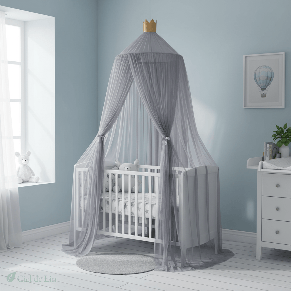 Ciel de lit bébé moustiquaire – Baldaquin conique respirant - Vue 3 – Ciel de Lin