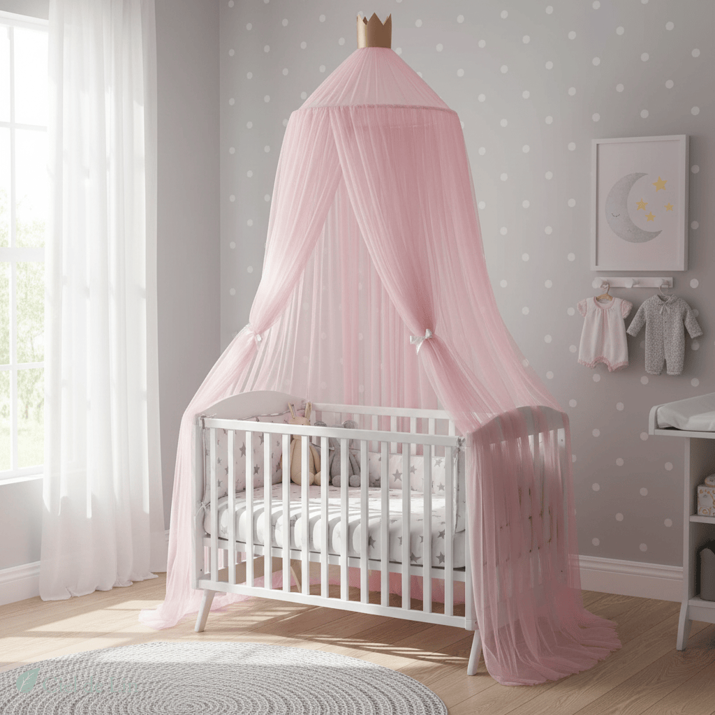 Ciel de lit bébé moustiquaire – Baldaquin conique respirant - Vue 2 – Ciel de Lin