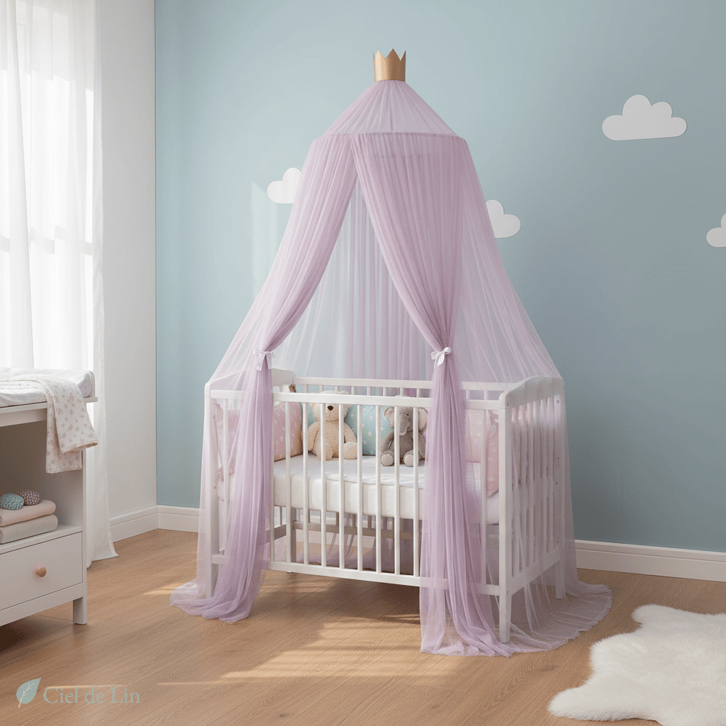 Ciel de lit bébé moustiquaire – Baldaquin conique respirant - Vue 6 – Ciel de Lin