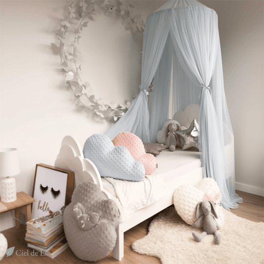 Ciel de lit pour enfant avec moustiquaire – Baldaquin suspendu décoratif – Ciel de Lin