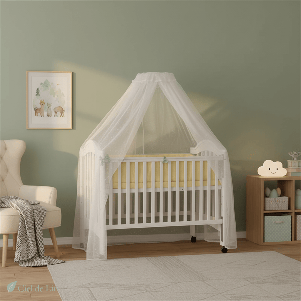Ciel de lit bébé moustiquaire conique en mousseline – Dôme cocooning - Vue 1 – Ciel de Lin