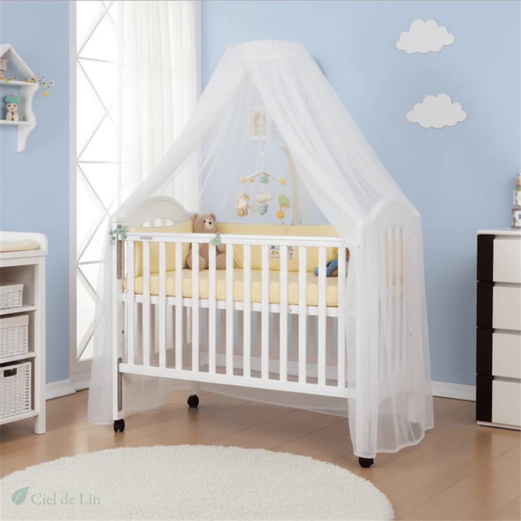 Ciel de lit bébé – Moustiquaire dôme décoratif et respirant - Vue 2 – Ciel de Lin
