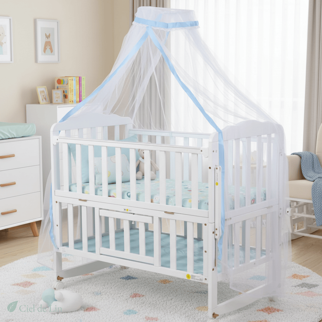 Ciel de lit bébé – Moustiquaire dôme décoratif et respirant - Vue 1 – Ciel de Lin