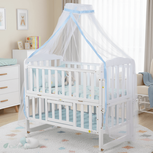 Ciel de lit bébé – Moustiquaire dôme décoratif et respirant - Vue 1 – Ciel de Lin