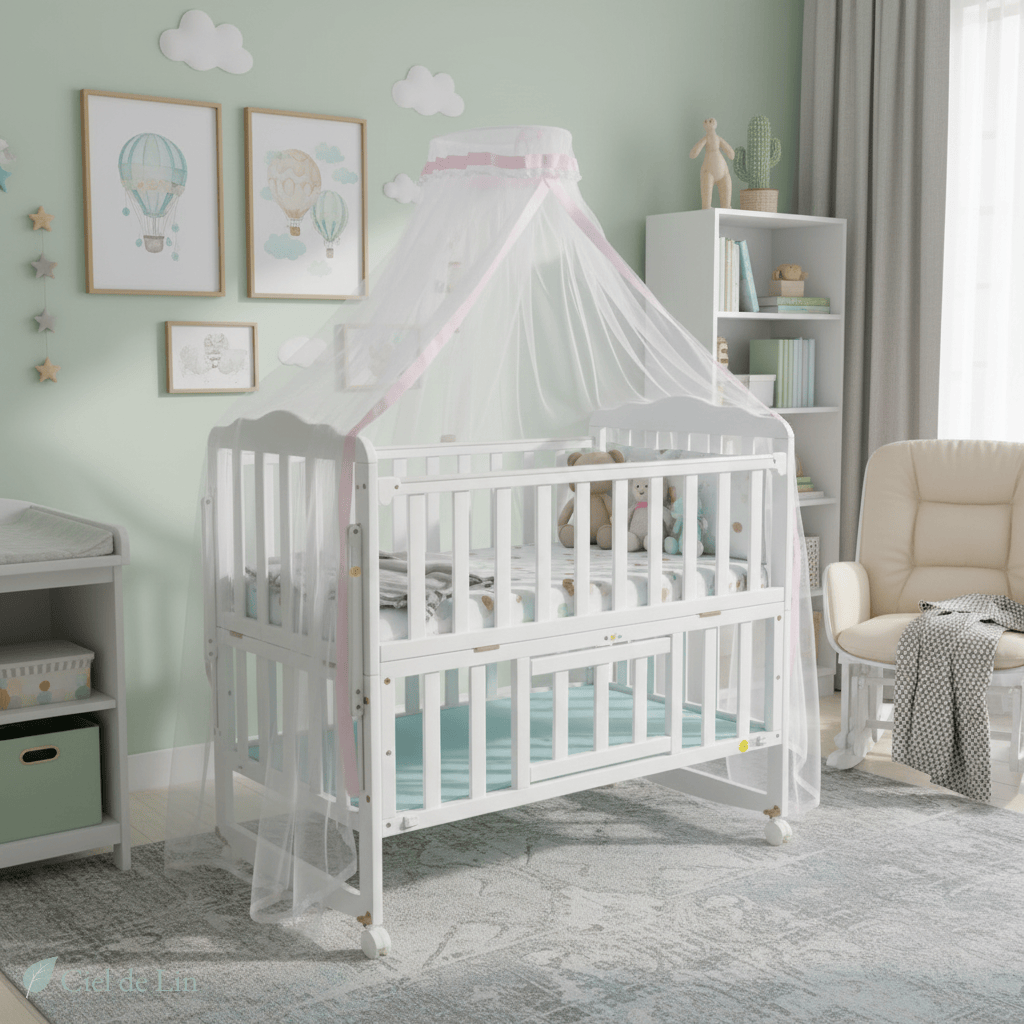 Ciel de lit bébé – Moustiquaire dôme décoratif et respirant - Vue 5 – Ciel de Lin