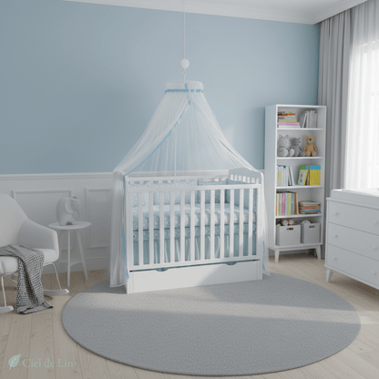 Ciel de lit bébé – Moustiquaire dôme pliable respirante - Vue 1 – Ciel de Lin