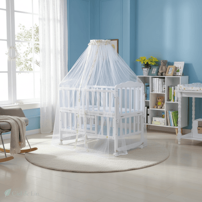 Ciel de lit bébé – Moustiquaire dôme pliable respirante - Vue 4 – Ciel de Lin