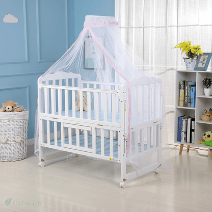 Ciel de lit bébé – Moustiquaire dôme pliable respirante - Vue 2 – Ciel de Lin