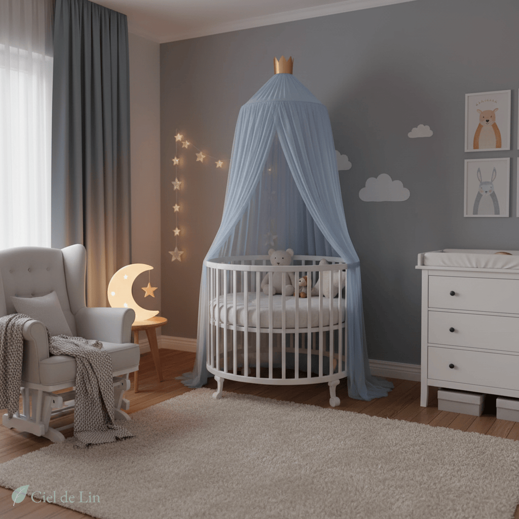 Ciel de lit bébé moustiquaire – Dôme suspendu en tulle respirant - Vue 6 – Ciel de Lin
