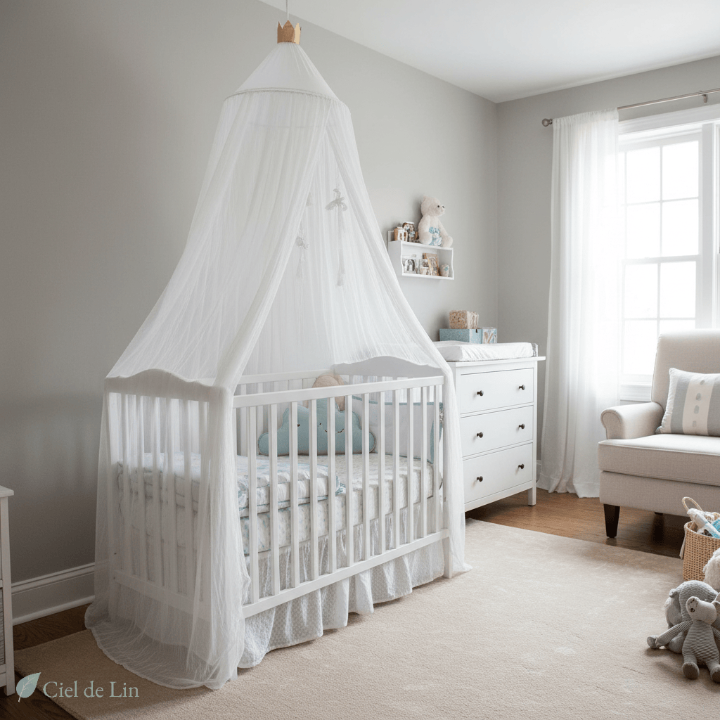 Ciel de lit bébé – Moustiquaire en coton décorative - Vue 6 – Ciel de Lin
