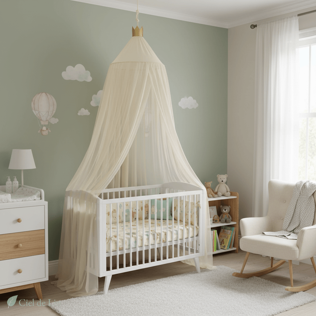 Ciel de lit bébé – Moustiquaire en coton décorative - Vue 1 – Ciel de Lin