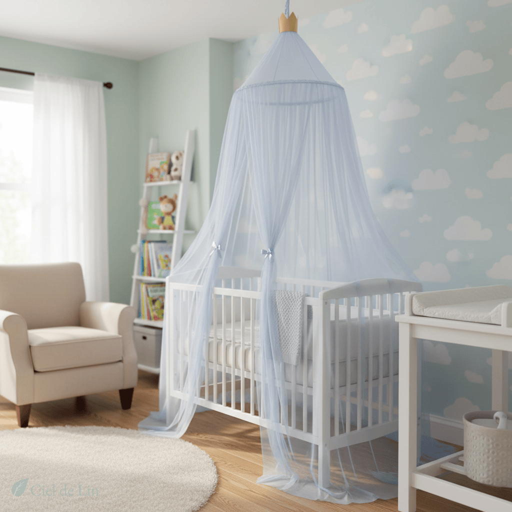 Ciel de lit bébé – Moustiquaire en coton décorative - Vue 7 – Ciel de Lin